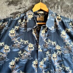 Natural Issue Men's Size XL Vintage Navy Blue Hawaiian Tropical Island Shirt